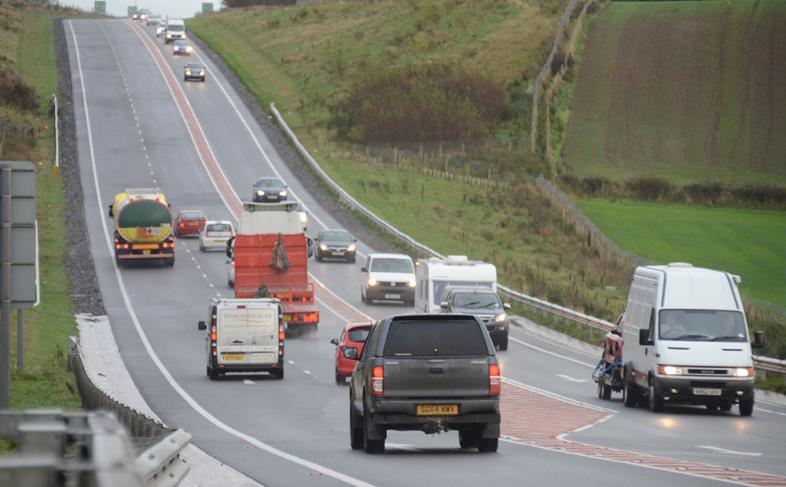 Image of cars and lorries on the A75 road