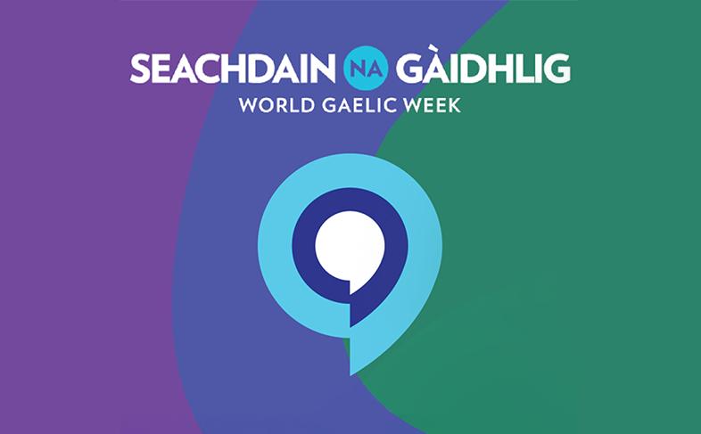 Logo for Seachain na Gàidhlig, representing World Gaelic Week, featuring vibrant colours and Gaelic cultural elements.