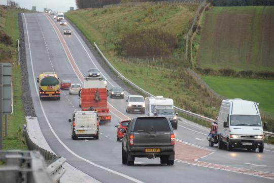 Image of cars and lorries on the A75 road