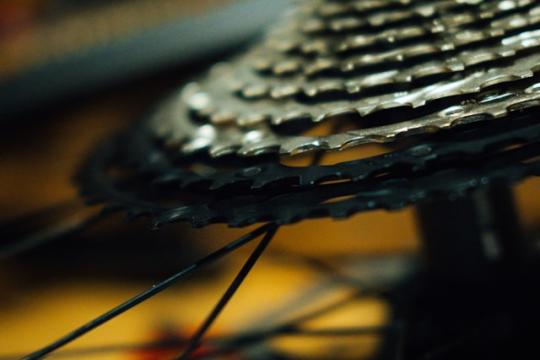 Close up of a bicycle wheel 